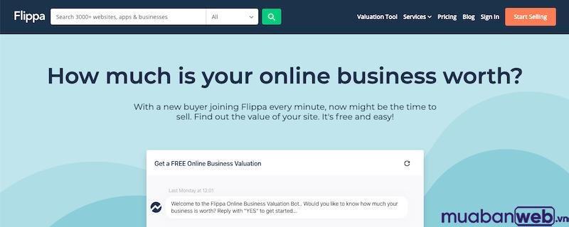 Flippa - công cụ định giá